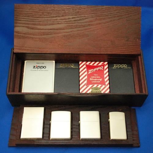 オリジナル木箱入り、サテン・クローム 4個セット【ZIPPO】