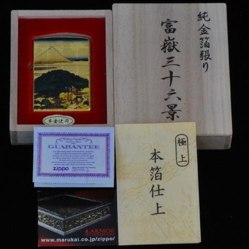 純金箔張り　富嶽三十六景　青山円座松 【ZIPPO】